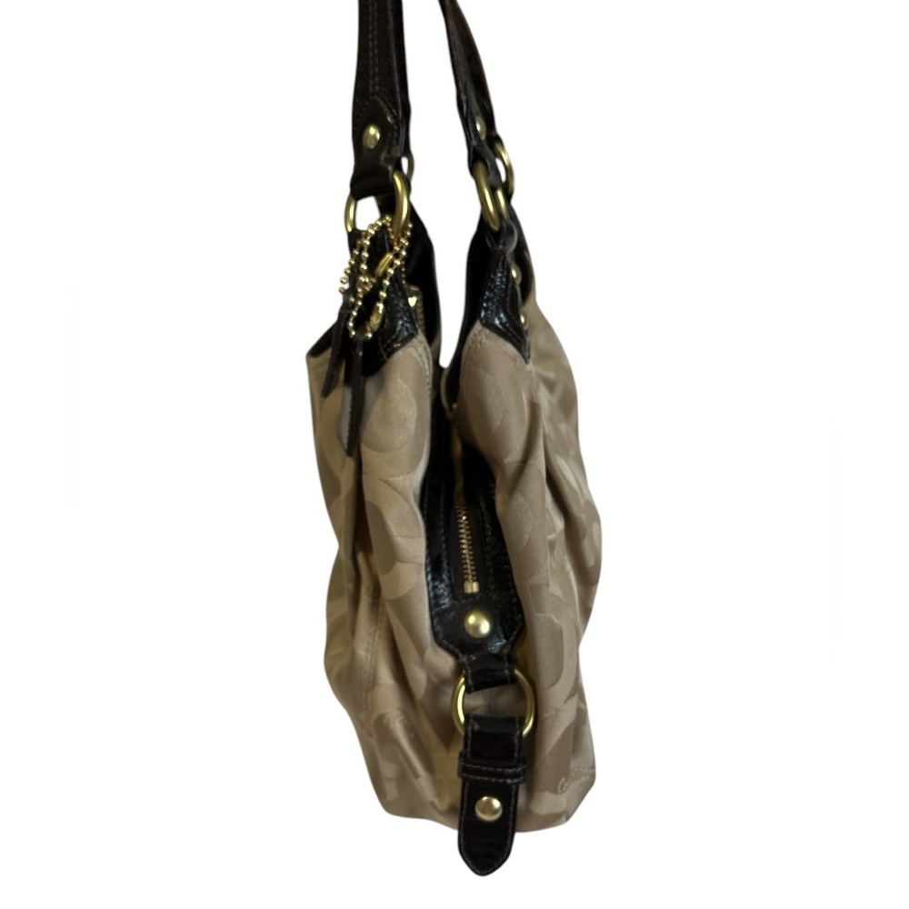 Coach Signature C Beige & Brown Leather Hobo Bag - Picture 9 of 12